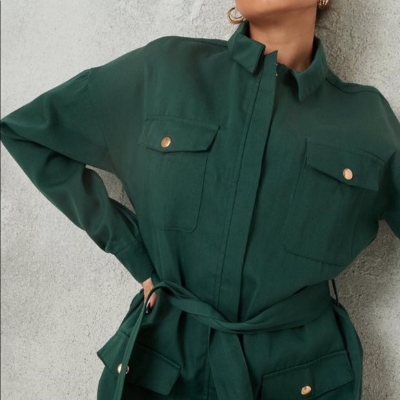 Missguided Green Utility Belted Dress - Picture 2 of 3